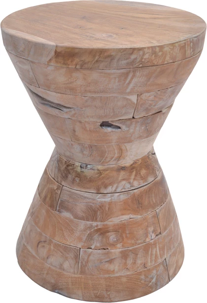 Tavolinë anësore Zerlian Inart, dru tik, ngjyrë e bardhë, D35x46cm