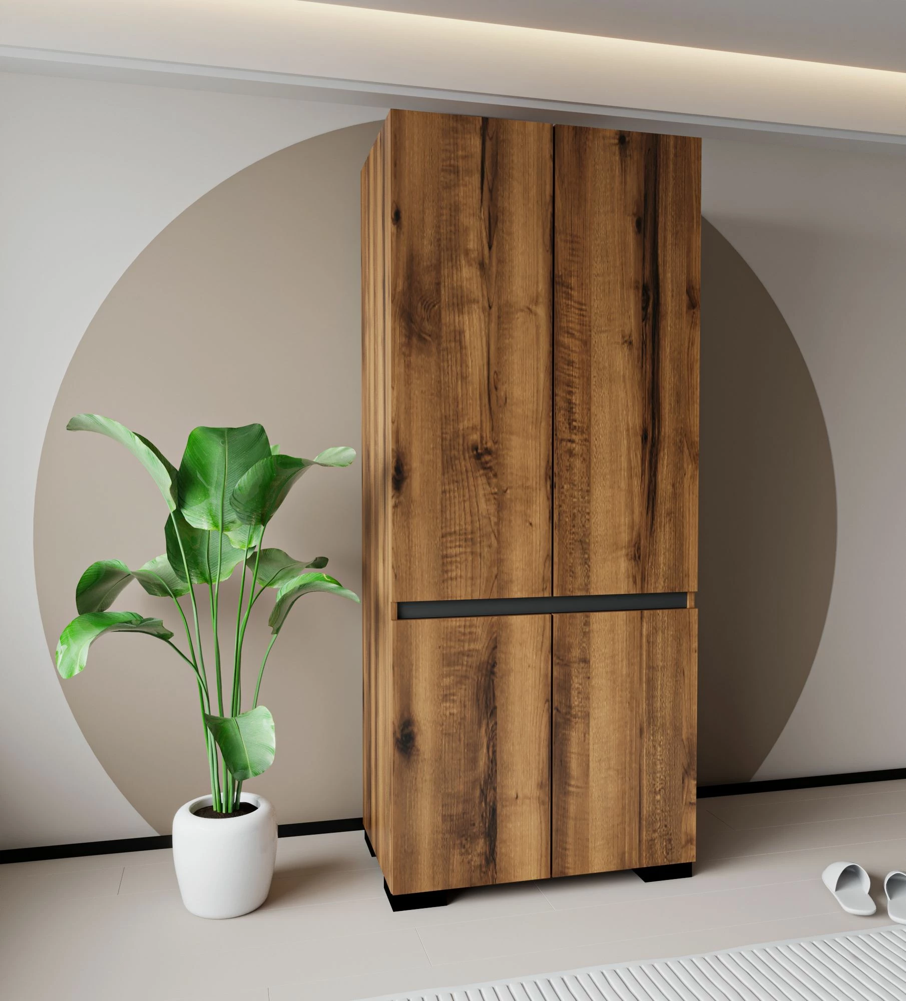 Dollap rrobash Skye Decor, Floransa 90, ngjyrë arre dhe antracit