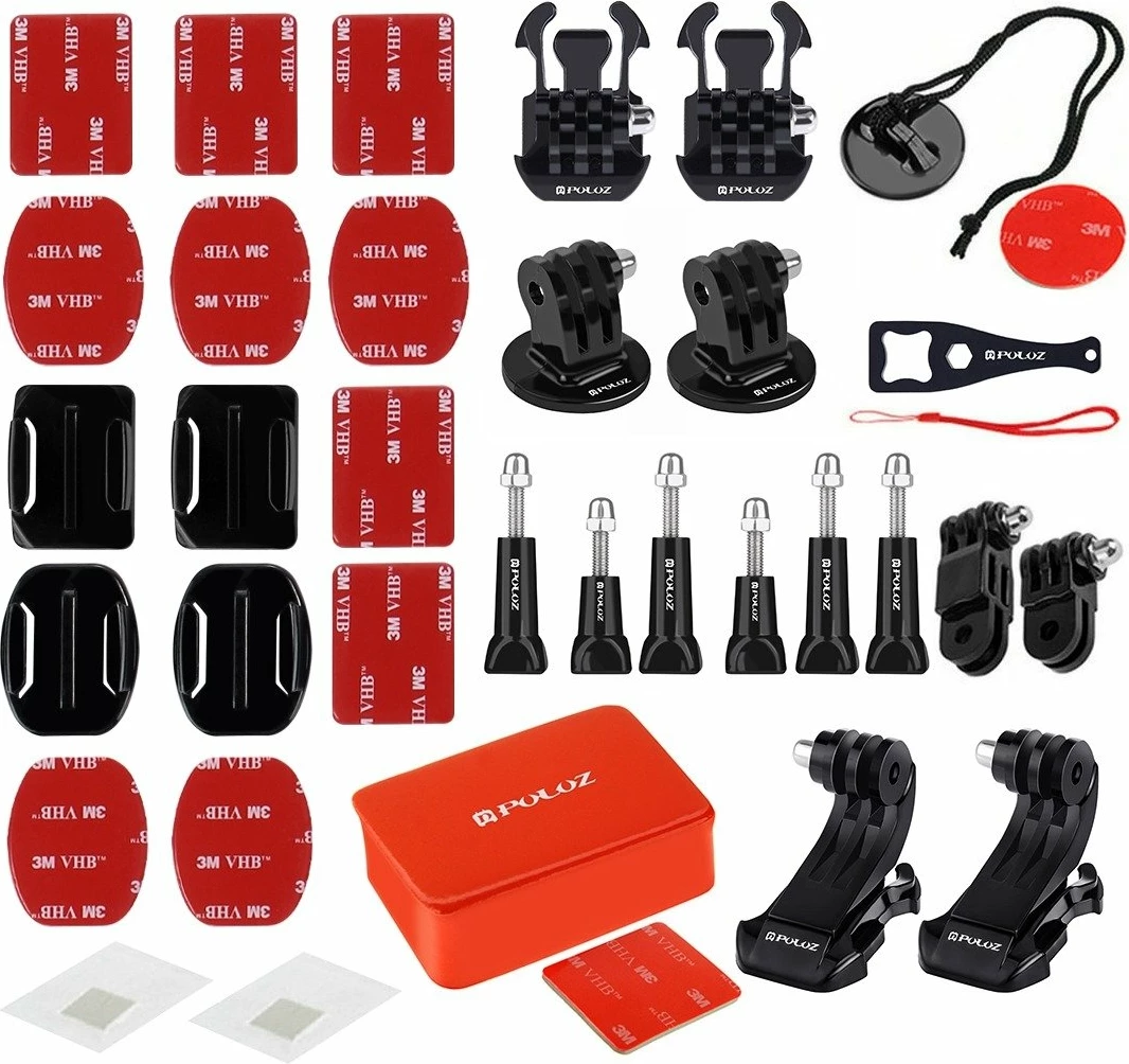 Set aksesorësh për kamera sportive Puluz PKT16, 53 pjesë