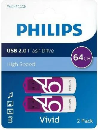 USB stick Philips Vivid Edition 64GB 2-pack, Magic Purple