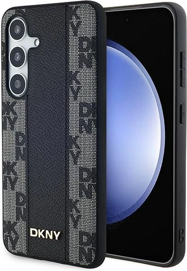 Mbështjellës DKNY Leather Checkered Mono Pattern MagSafe për Samsung Galaxy S24+, i zi