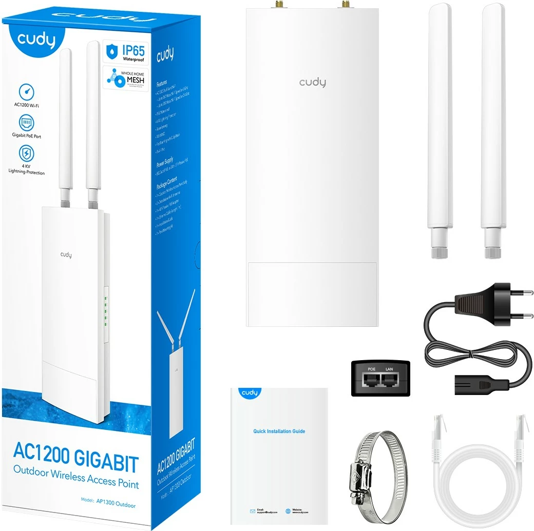 Access Point Cudy AP1300, Dual-Band, 867 Mbit/s, i bardhë