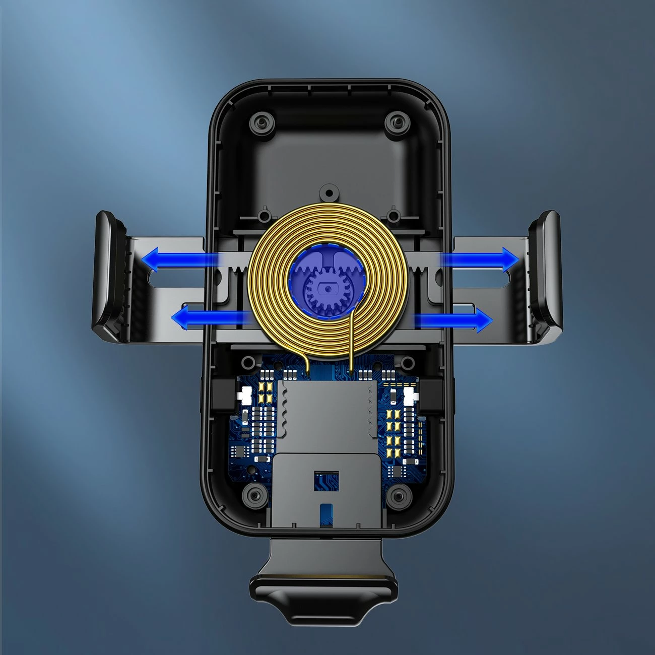 Mbajtës me karikues wireless Choetech T201-F për veturë, me koka magnetike, Zi