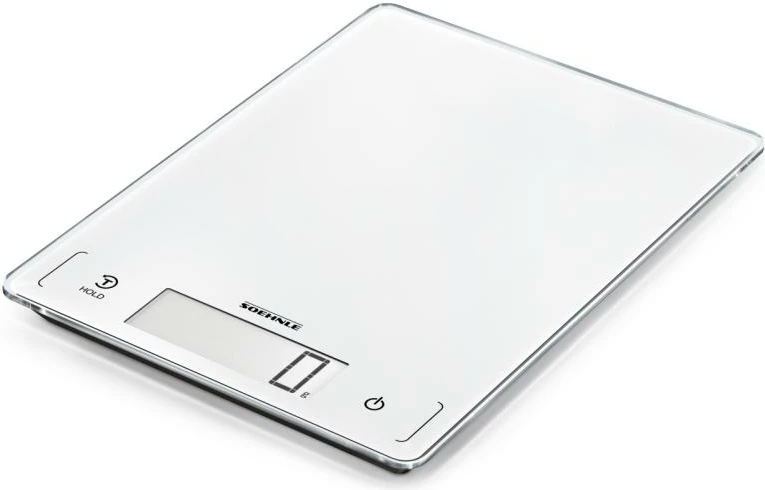 Peshore kuzhine dixhitale, Soehnle, Page Profi 300 (61507), kapacitet 20 kg, LCD i madh, sensor-touch, funksion HOLD, sipërfaqe qelqi, e bardhë