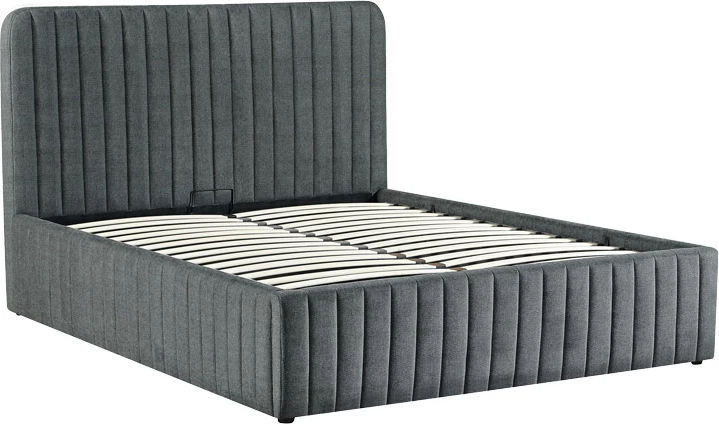 Krevat dopio Zilin, material stof, ngjyrë gri e errët, me hapësirë për depo, 160x200cm