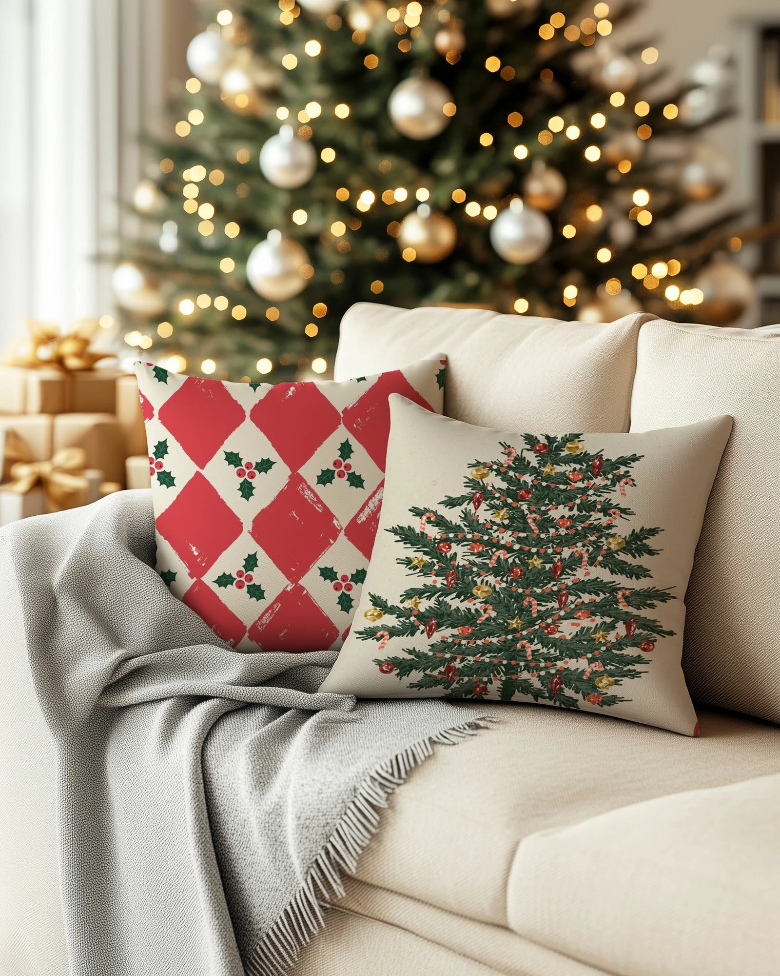 Set mbulesash jastëku (2 copë), motive festive, Evila Originals, PLW-NWYR26 - 5