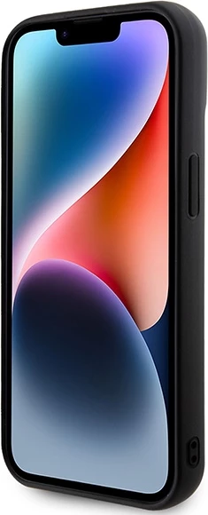 Mbështjellës Karl Lagerfeld 3D Rubber Glitter Logo për iPhone 15, i zi