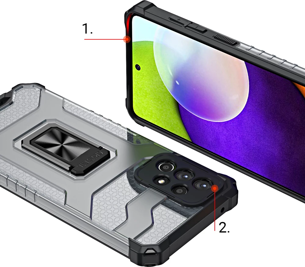 Mbështjellës Hurtel Crystal Ring Case për Samsung Galaxy A72, me mbajtëse unaze, i gjelbër