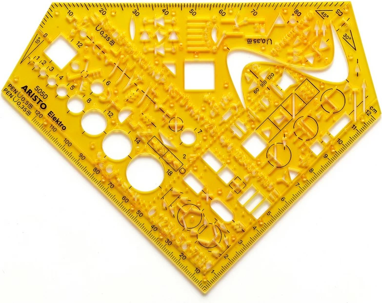 Shabllon vizatimi ARISTO AR5050, plastik, 155mm, transparent, e verdhë