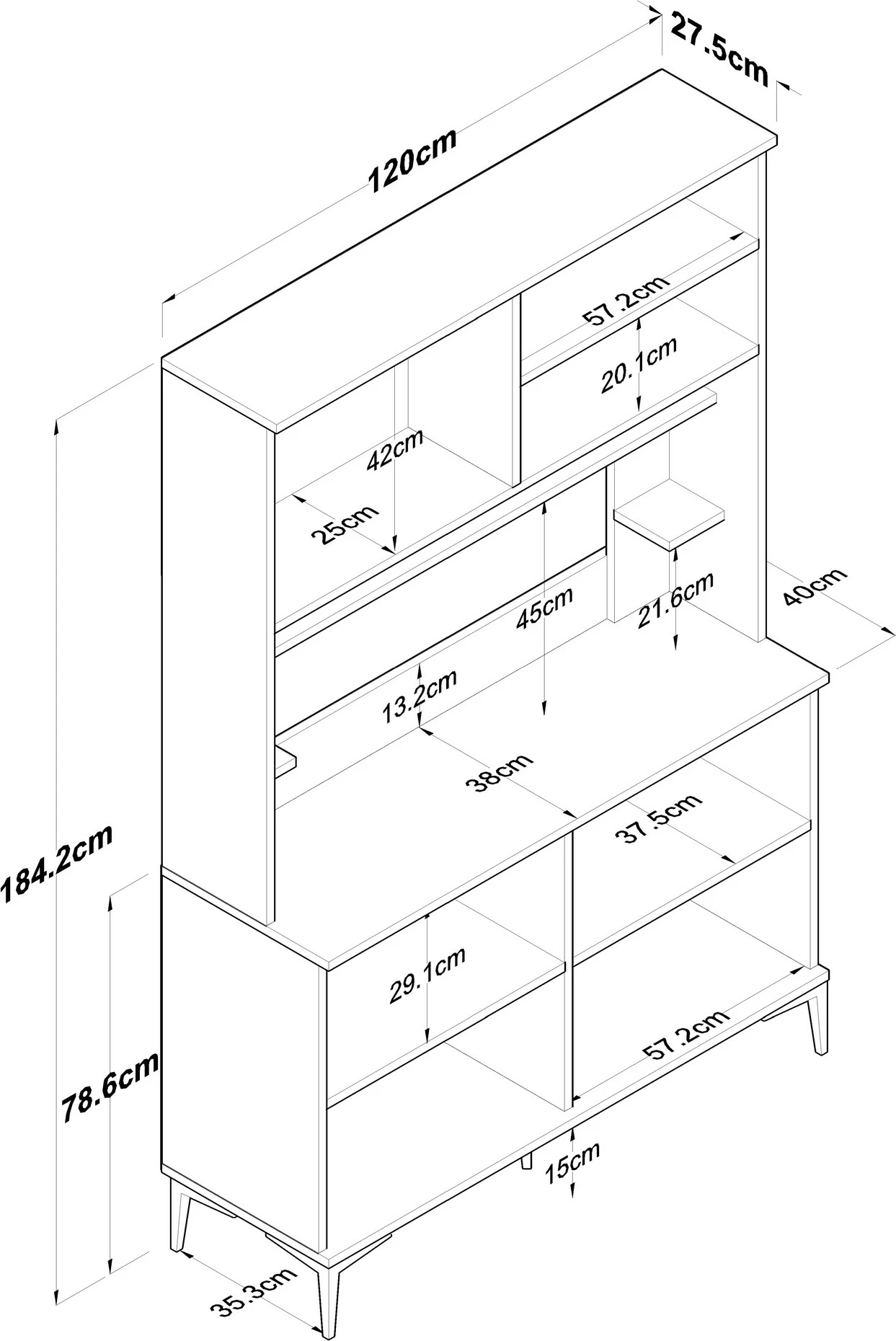 Dollap multifunksional Hanah Home, JE176 - 3291, ngjyrë e bardhë dhe arre