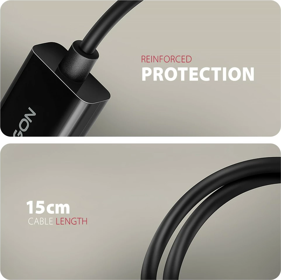 Adapter AXAGON RVD-HI20N DisplayPort në HDMI, 4K/60Hz, 15cm, i zi