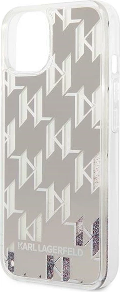 Mbështjellës Karl Lagerfeld KLHCP14MLMNMS për iPhone 14 Plus 6.7", Liquid Glitter Monogram, argjend