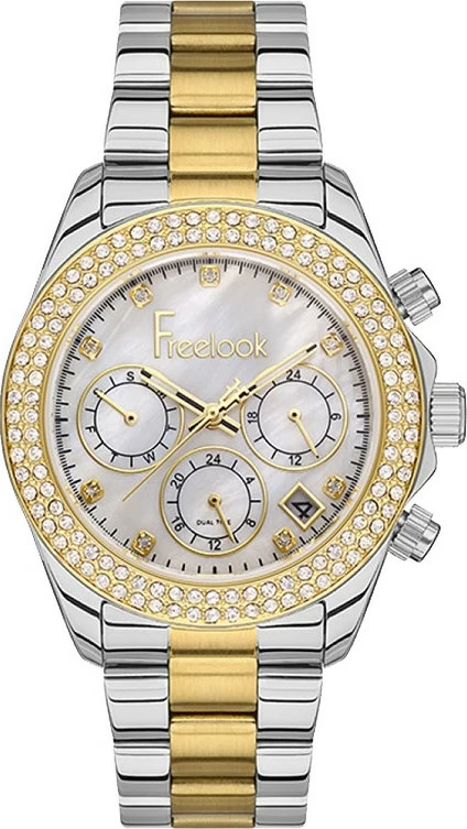 Freelook Sport Style Quartz Two Tone Color Band White Dial Women