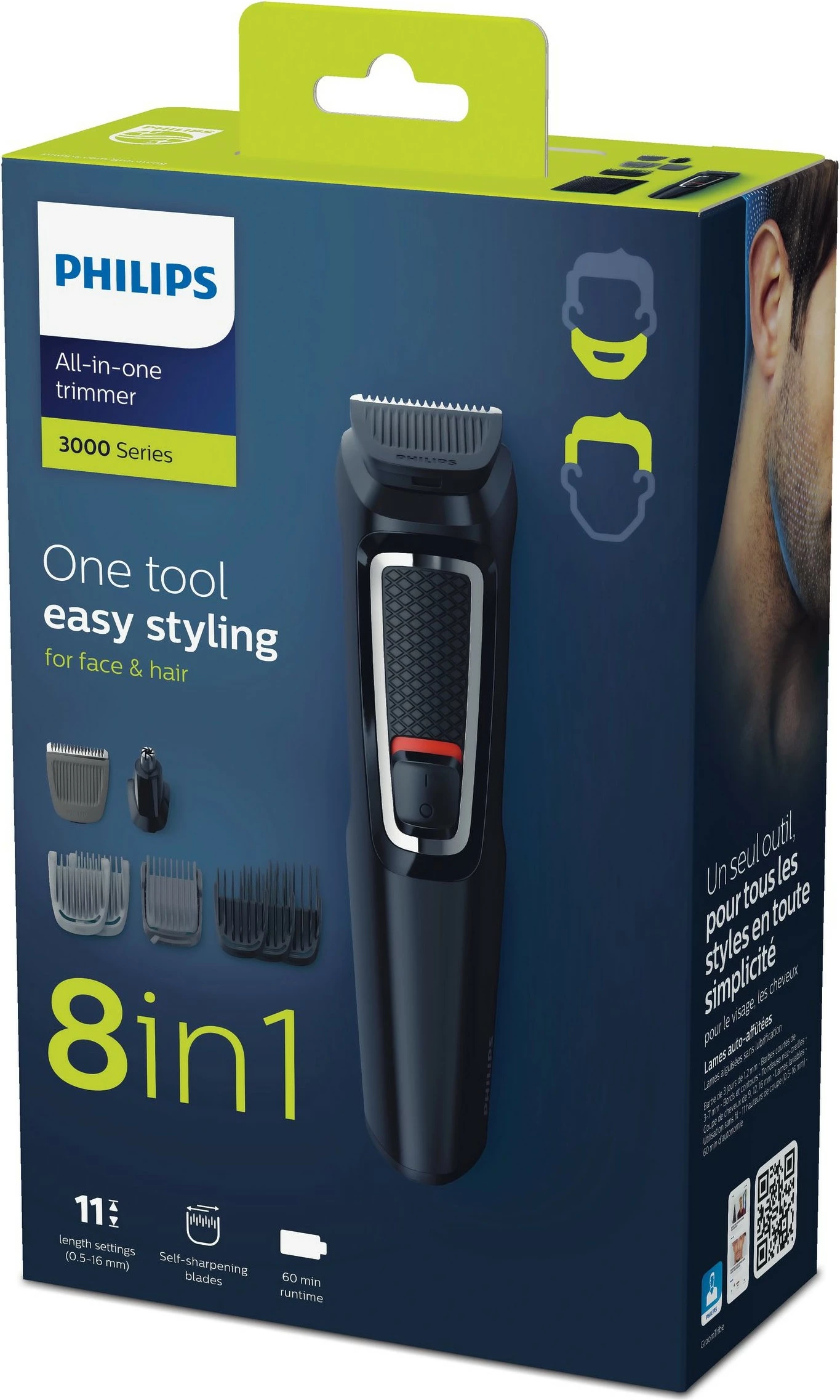 Trimer Philips MULTIGROOM Series 3000 MG3730/15, 8-në-1, i zi