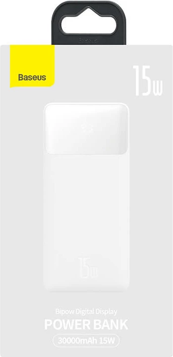 Powerbank Baseus Bipow 30000mAh, 15W, e bardhë