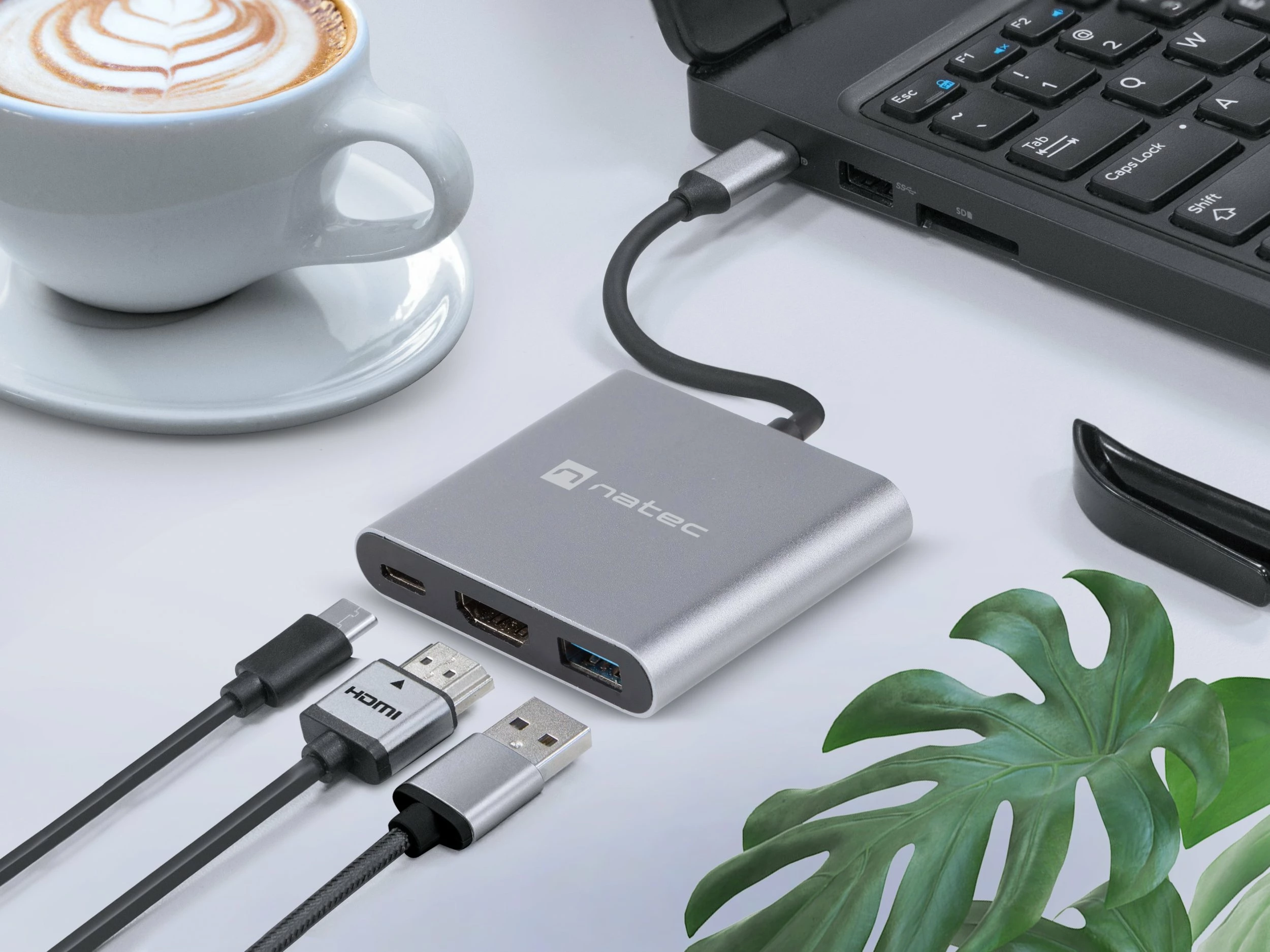Adapter multiport USB-C Natec Fowler Mini NMP-1607, HDMI 4K, USB 3.0, USB-C PD, gri