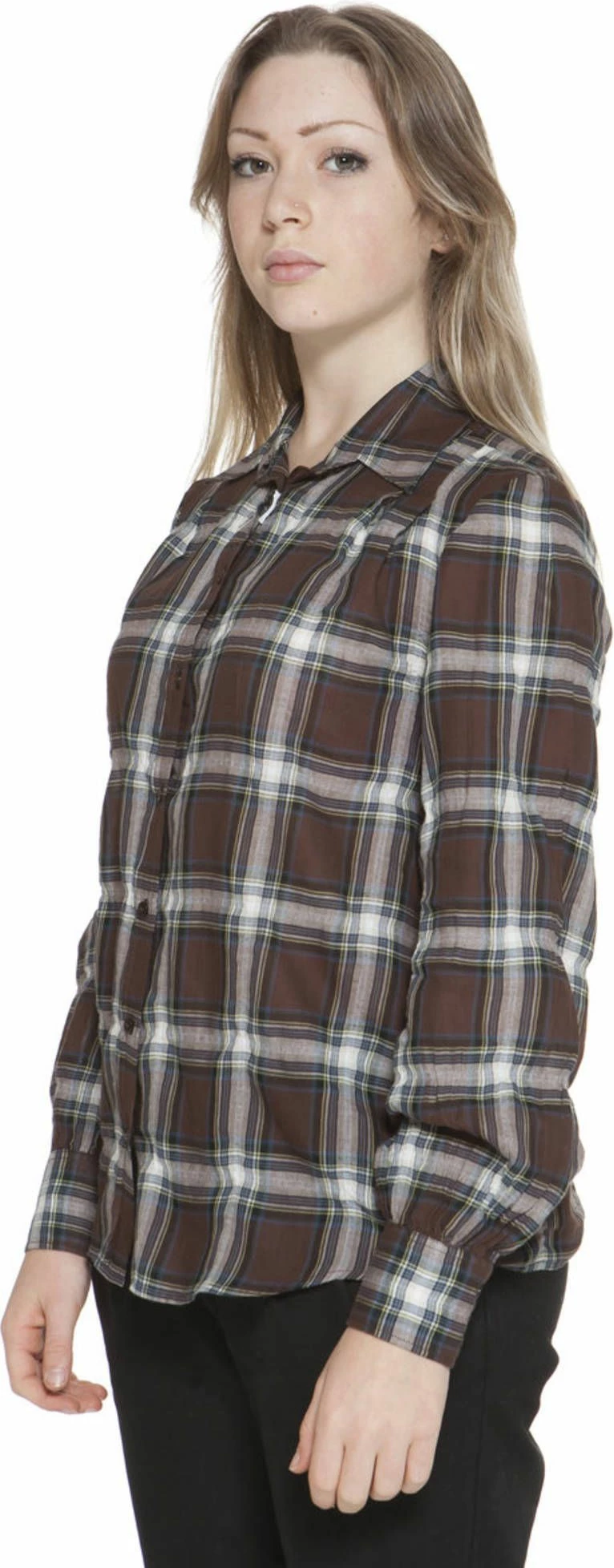 Këmishë për femra GANT me mëngë të gjata, kafe