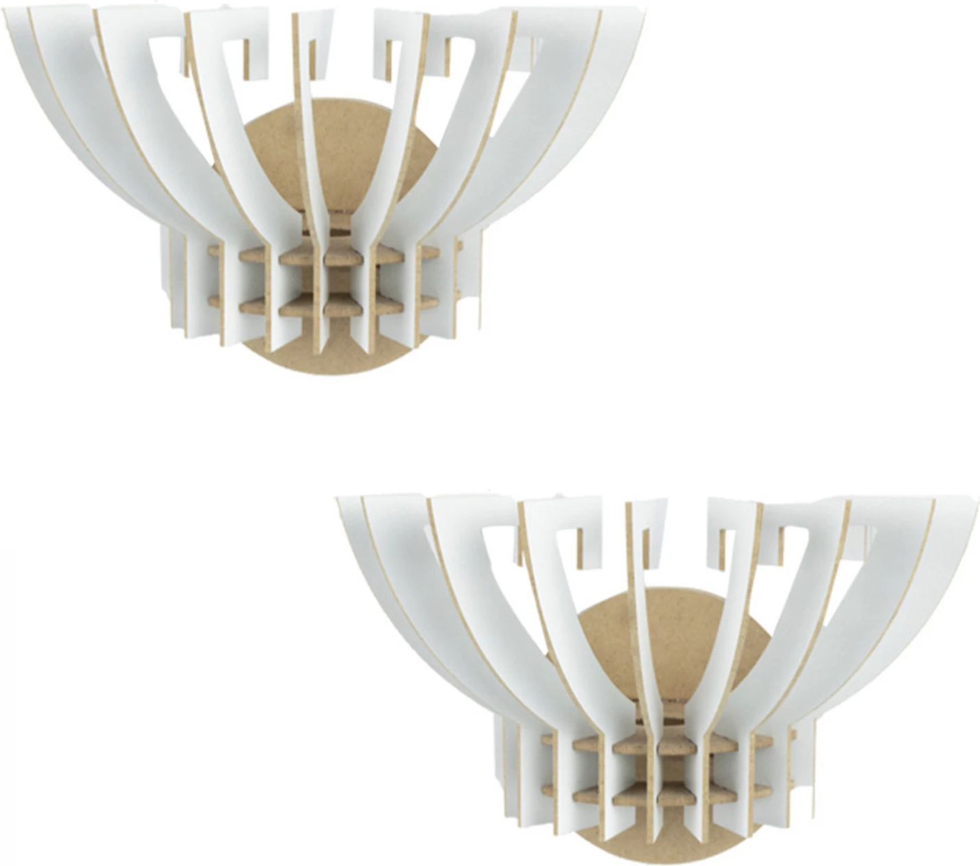 Set aplikesh muri 2 copë druri nga MDF të bardha 32x22x19 cm