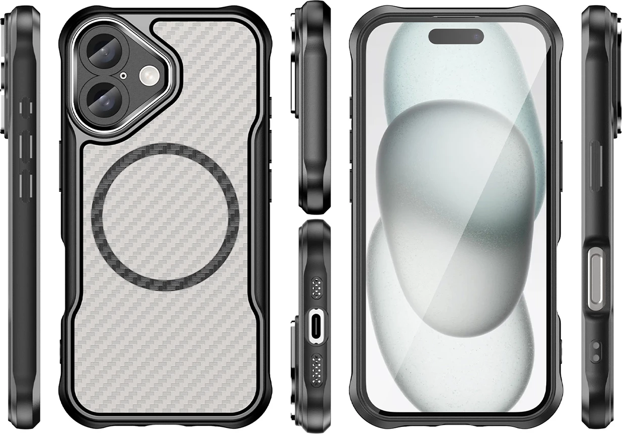 Mbështjellës Hurtel Leading Series MagSafe për iPhone 16, TPU, i zi