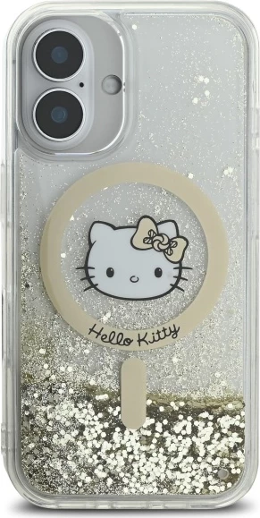 Mbështjellës Hello Kitty Liquid Glitter Fever MagSafe për iPhone 16, Gold