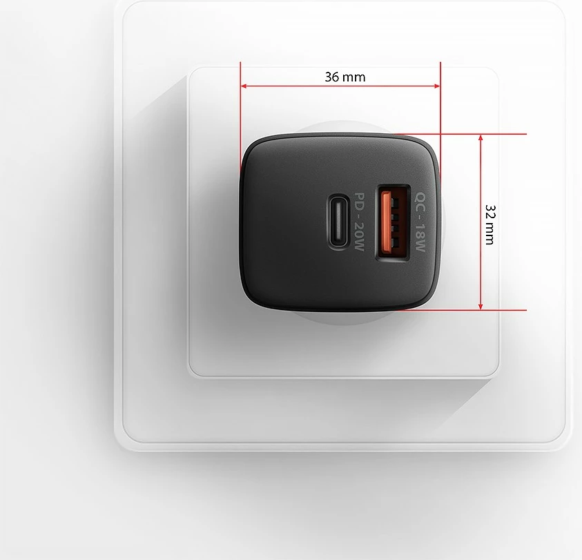 Karikues muri AXAGON ACU-PQ20, 20W, 2 porta (USB-C PD + USB-A QC), i zi