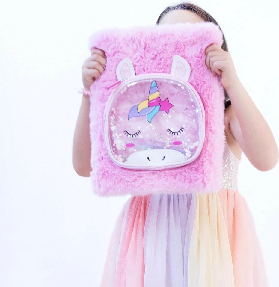 Planifikues maxi Nice me unikorn, me çantë kozmetike të ndashme, 3 stilolapsa, rozë