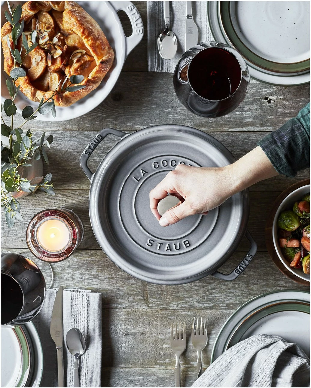 Enë pjekje Staub Cocotte 24cm 3.8L, gize, gri