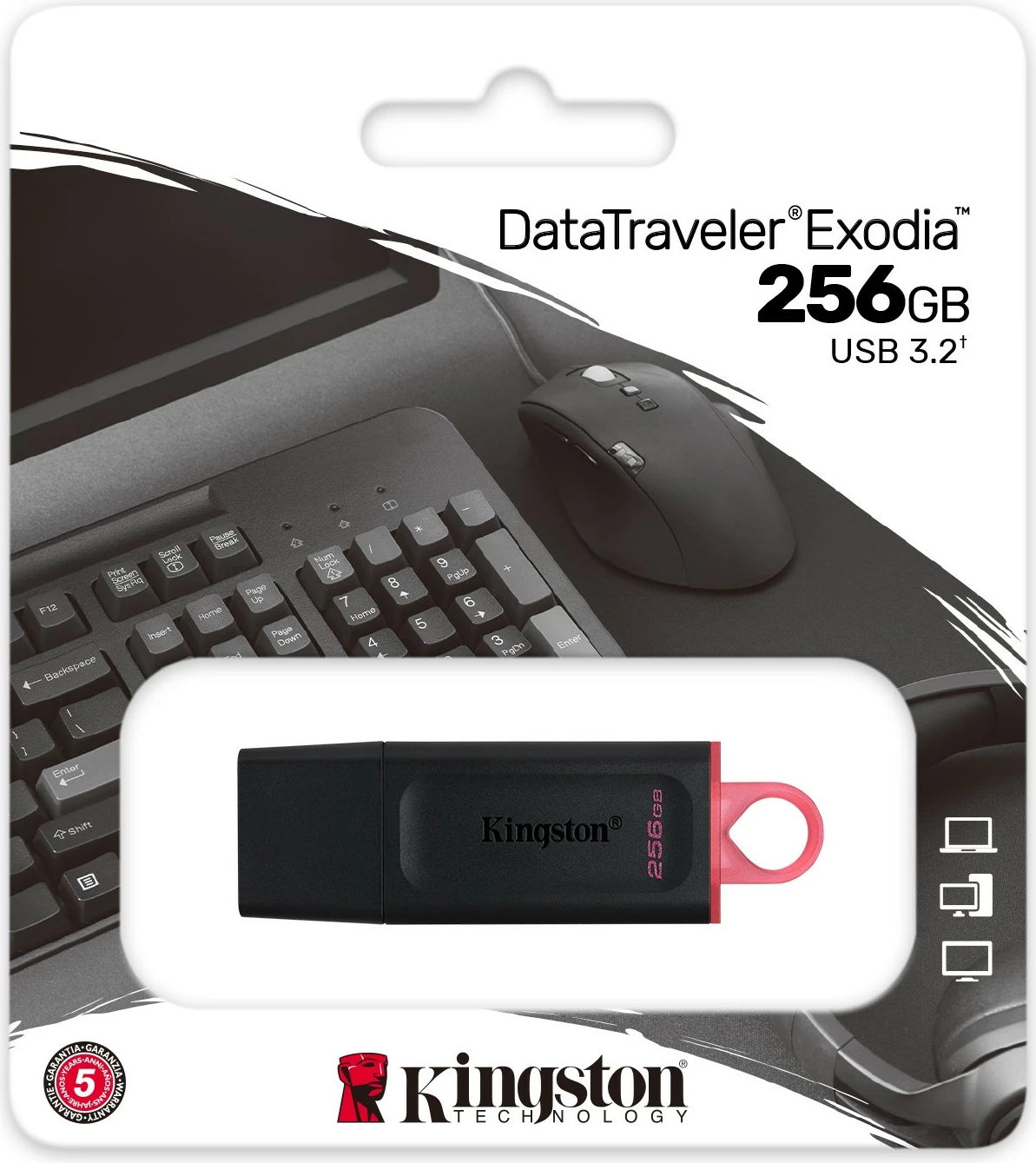 USB Kingston DataTraveler Exodia, 256 GB, USB 3.2, Zi, Rozë