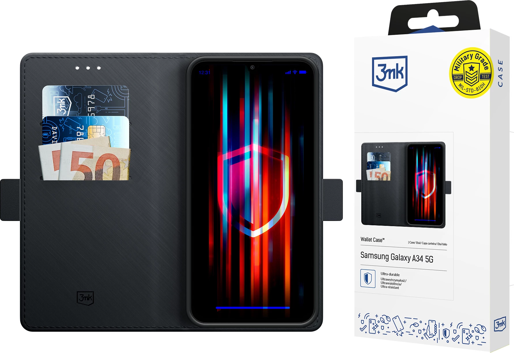 Mbështjellës 3mk Wallet Case për Samsung Galaxy A34 5G, i zi