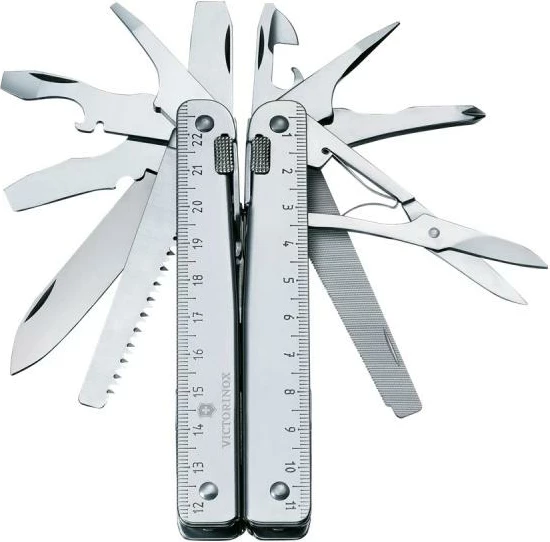 Multitool Victorinox SwissTool X Plus V-3.03 38.L, 39 funksione, me këllëf lëkure, argjendtë