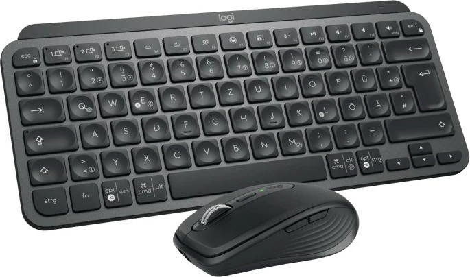 Tastierë dhe maus Logitech MX Keys Mini Combo për biznes, pa kabllo, RF Wireless + Bluetooth, QWERTZ, grafit