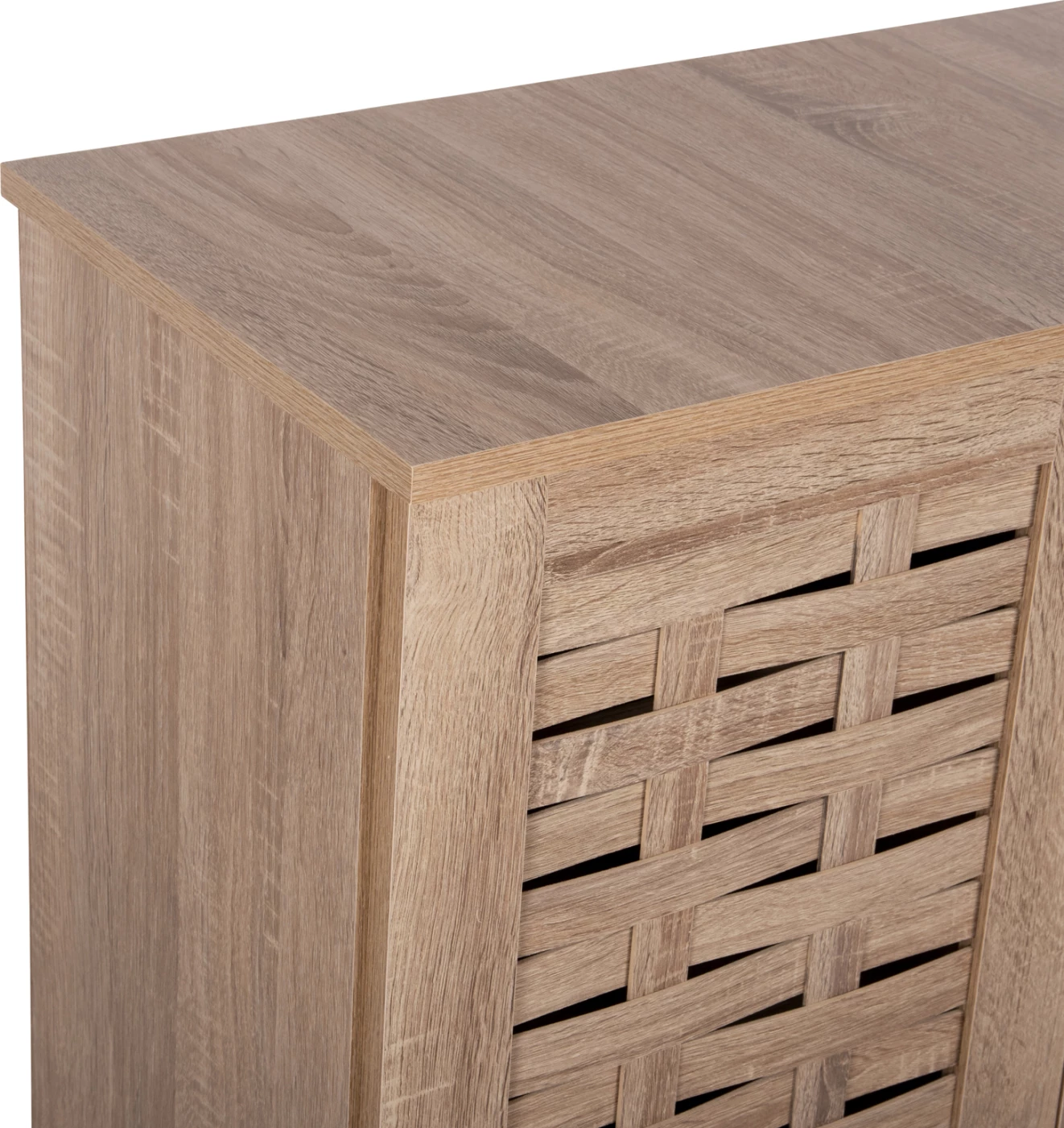 Dollap këpucësh PRODY, melaminë, ngjyrë Sonama, 3 dyer, 115x34x89H cm