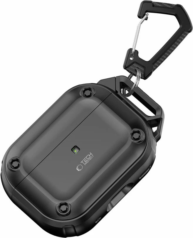 Mbështjellës Tech-Protect Rough Hook për AirPods Pro/Pro 2, i zi, me karabiner
