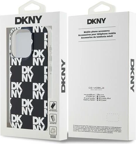 Mbështjellës DKNY IML Checkered Mono Pattern për iPhone 15 Pro Max, i zi