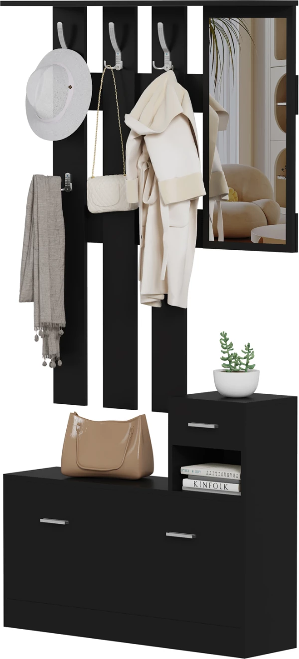 Set për hyrje me pasqyrë GORN FH2473.02 melaminë në ngjyrë wenge 90x24x190Hcm