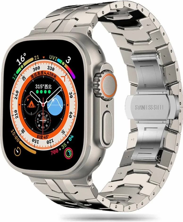 Byzylyk çeliku për Apple Watch Tech-Protect Stainless Line, 42/44/45/49 mm, titanium