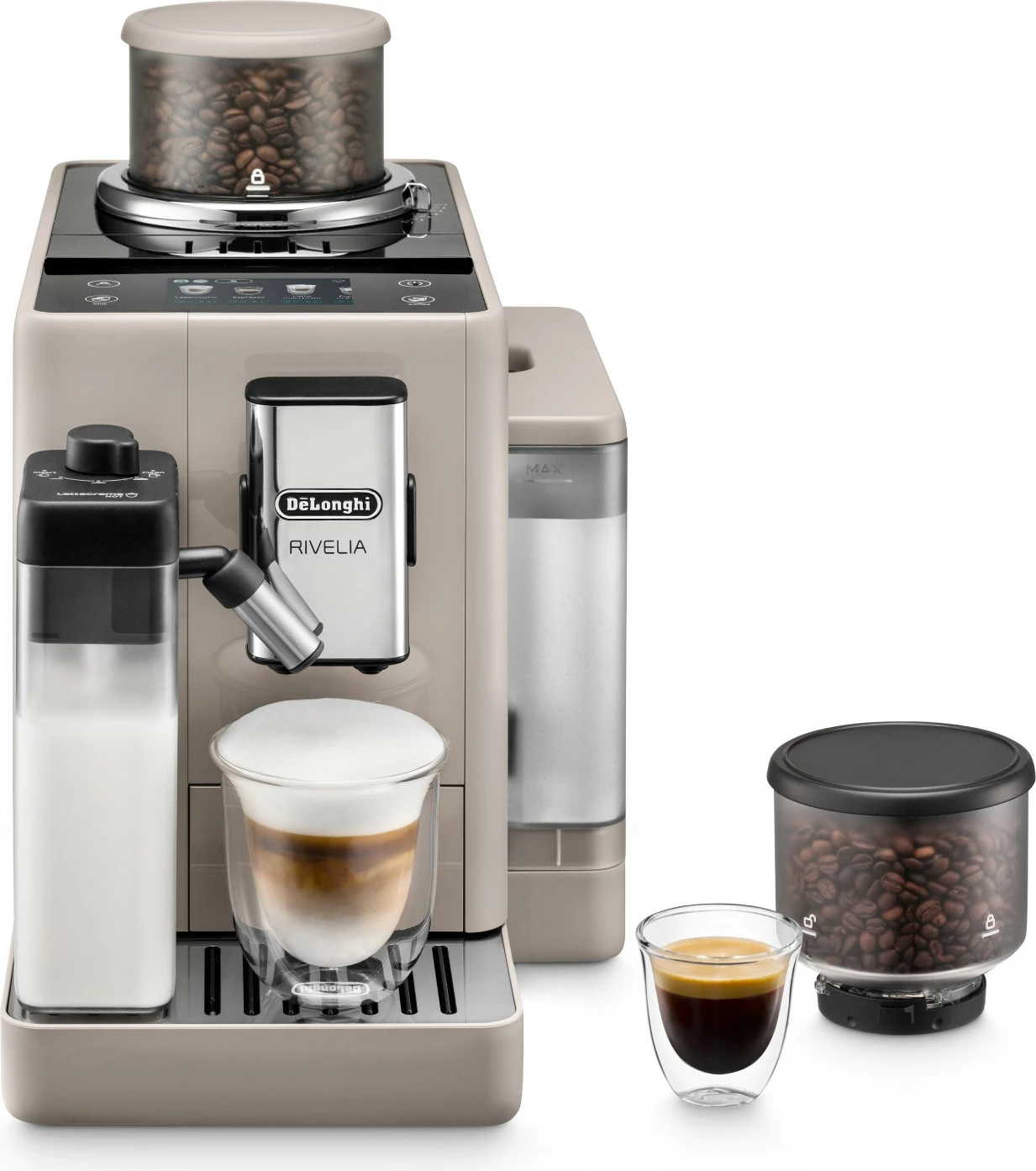 Aparat kafeje DeLonghi Rivelia, automatik, 1.4L, bezhë