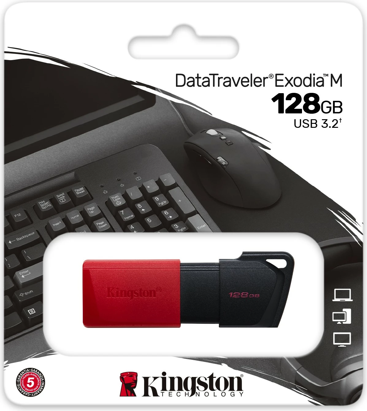 USB Kingston DataTraveler Exodia M, 128GB, USB3.2, zi + kuqe
