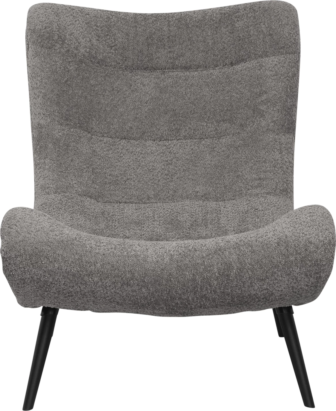 Karrige BRYM FH9605.11, pëlhurë boucle gri, këmbë druri të zeza, 97x80x100H cm