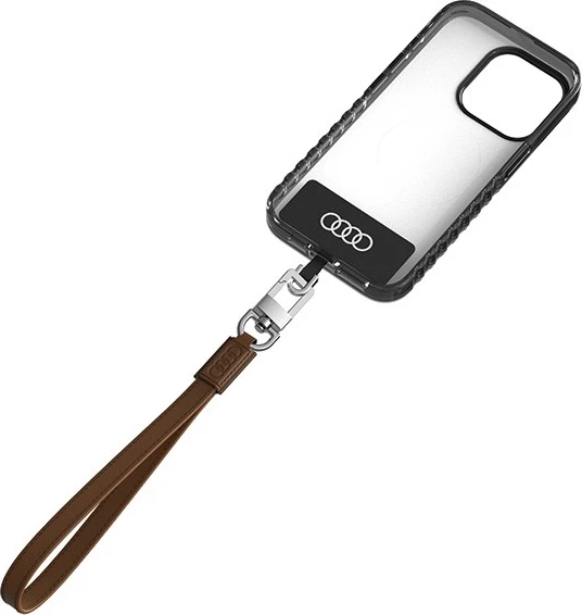 Litar për celular Audi, universal, lëkurë ekologjike, 28cm x 10mm, Kafe