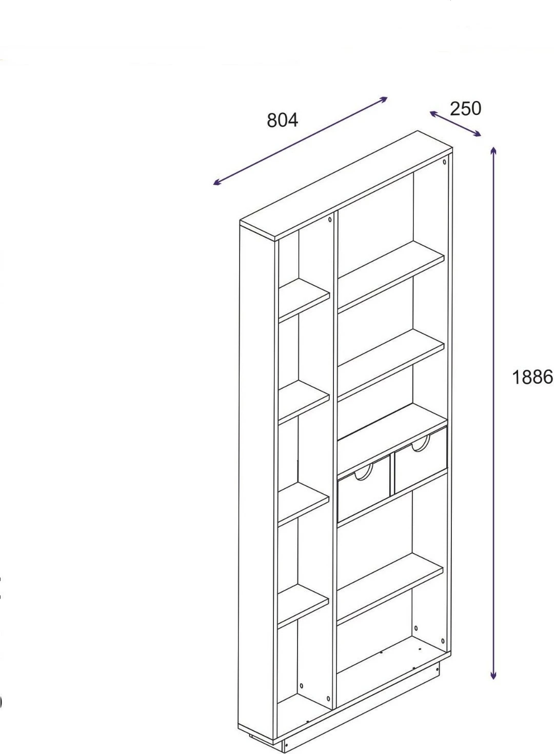 Raft librash Hanah Home, Luma, ngjyrë lisi
