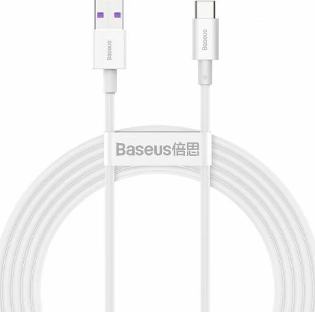 Kabllo USB Baseus CATYS-A02, USB-A në USB-C, 2 m, 66 W, USB 2.0, e bardhë
