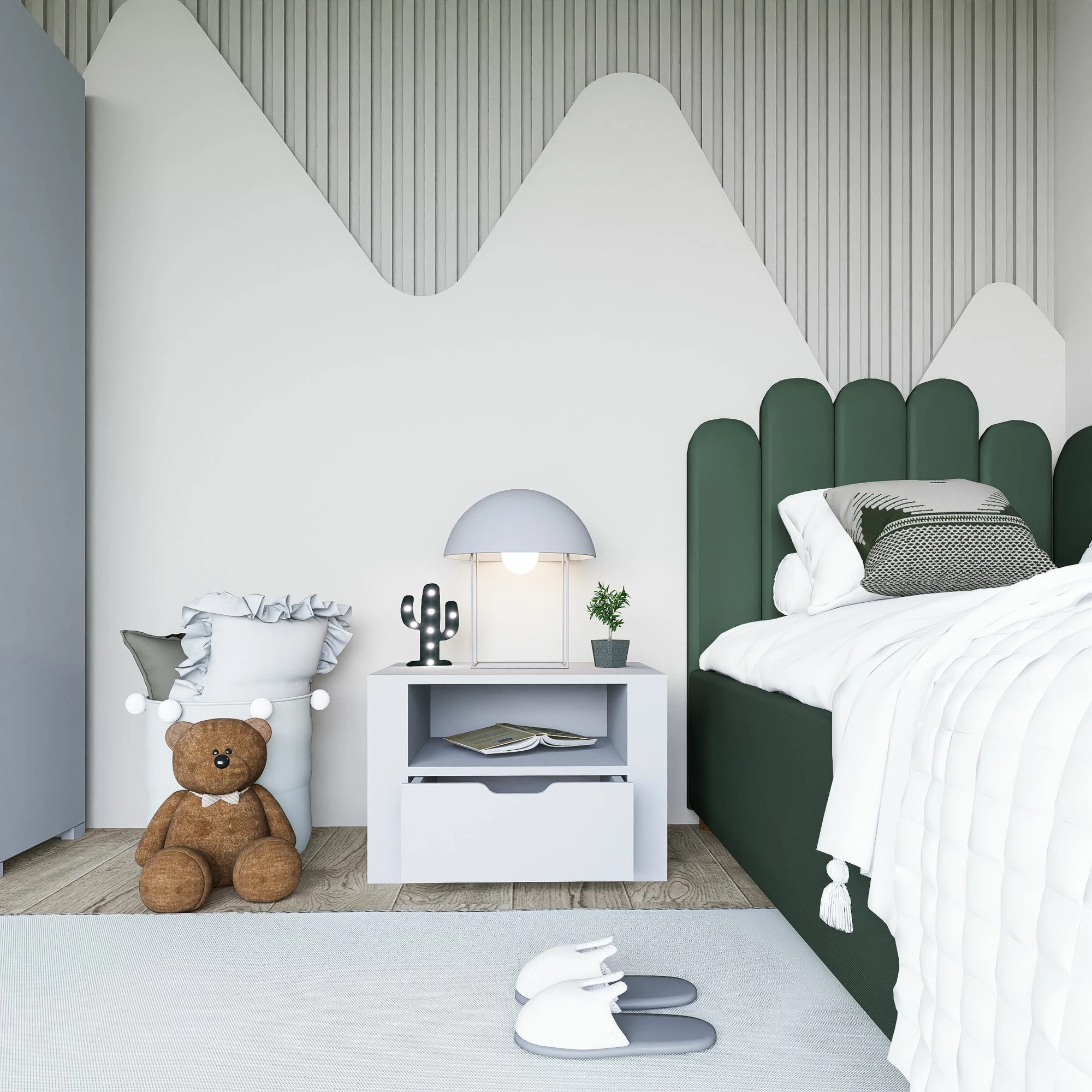 Komodinë e bardhë për natë, Skye Decor, Duru 1600-34