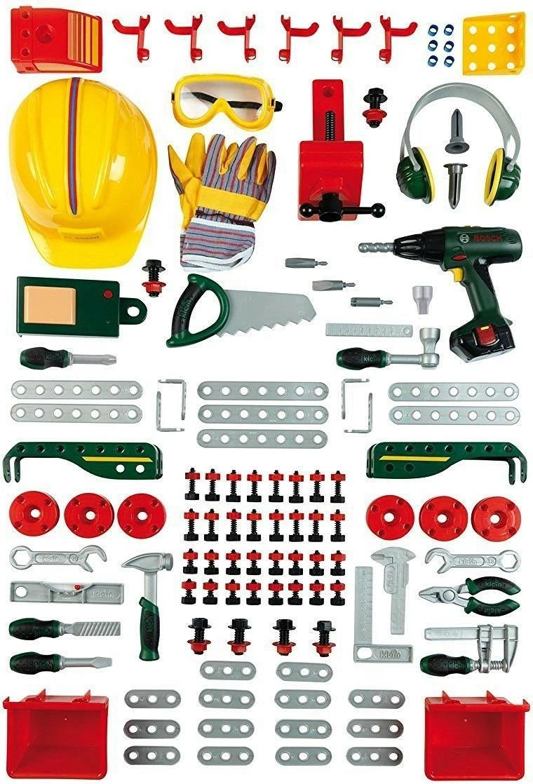 Set lodrash punëtori Klein Bosch Workshop No. 1, 150 pjesë, Gjelbër/Kuqe/Argjend