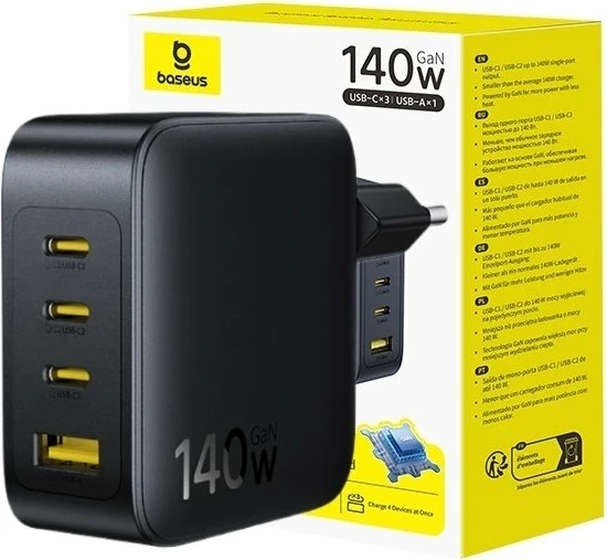 Karikues muri Baseus EnerFill FH11 140W GaN, 3xUSB-C + USB-A, PD3.1/QC, E0121J00, i zi