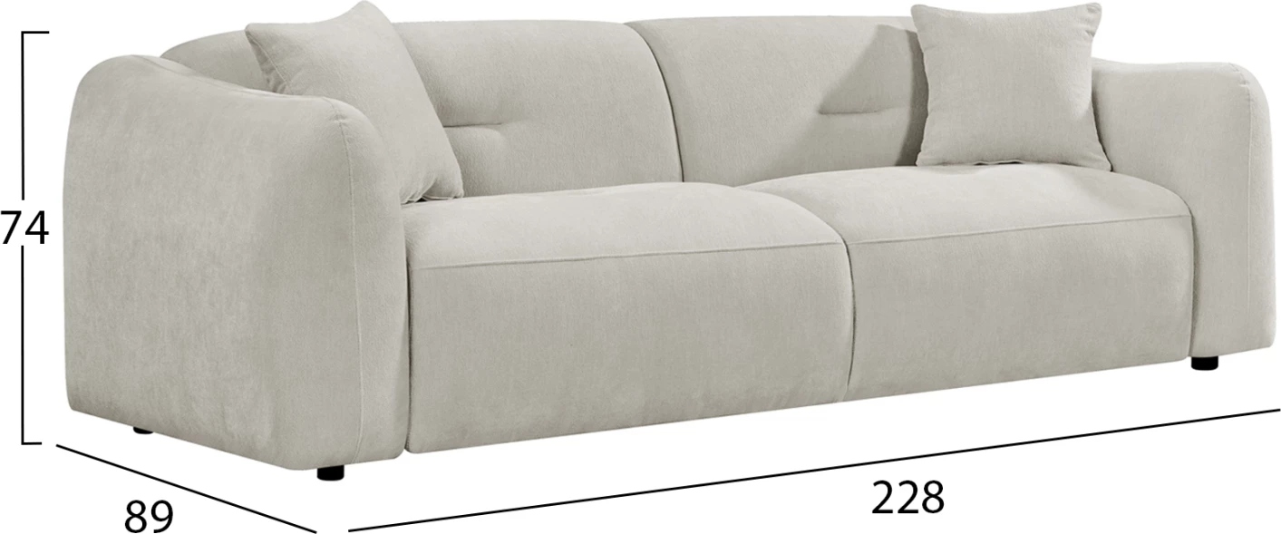 Divan treshe JUNOA, material ecru, 228x89x74cm