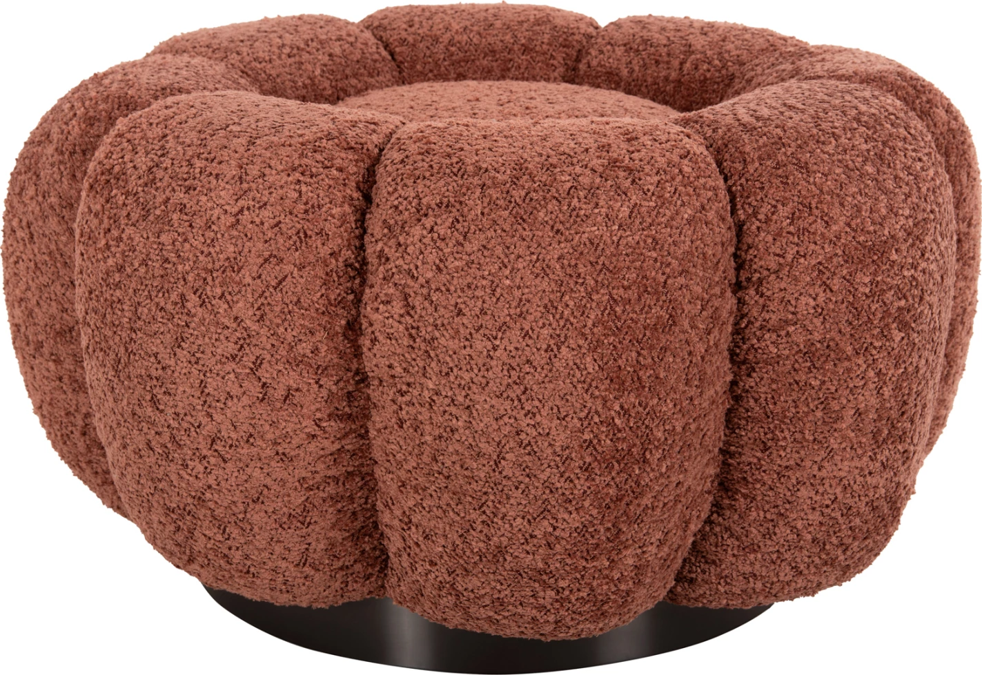 Karrige për bar, ngjyrë rozë boucle, bazë metalike e zezë, Φ60x31H cm