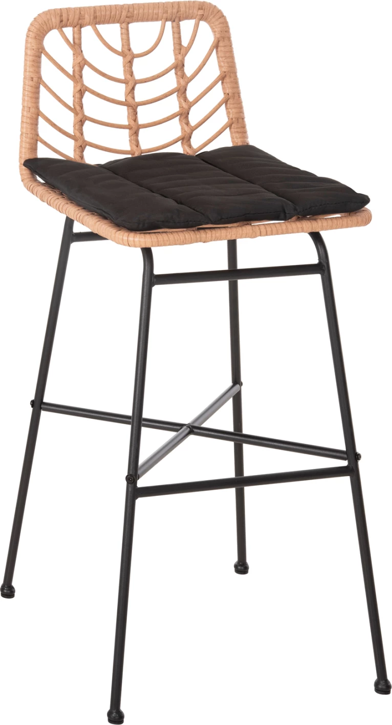 Karrige për bar, GERALD, FH5706.11, metal & jastëk, ngjyrë e zezë, bastun në bezhë, 49x50x101 cm