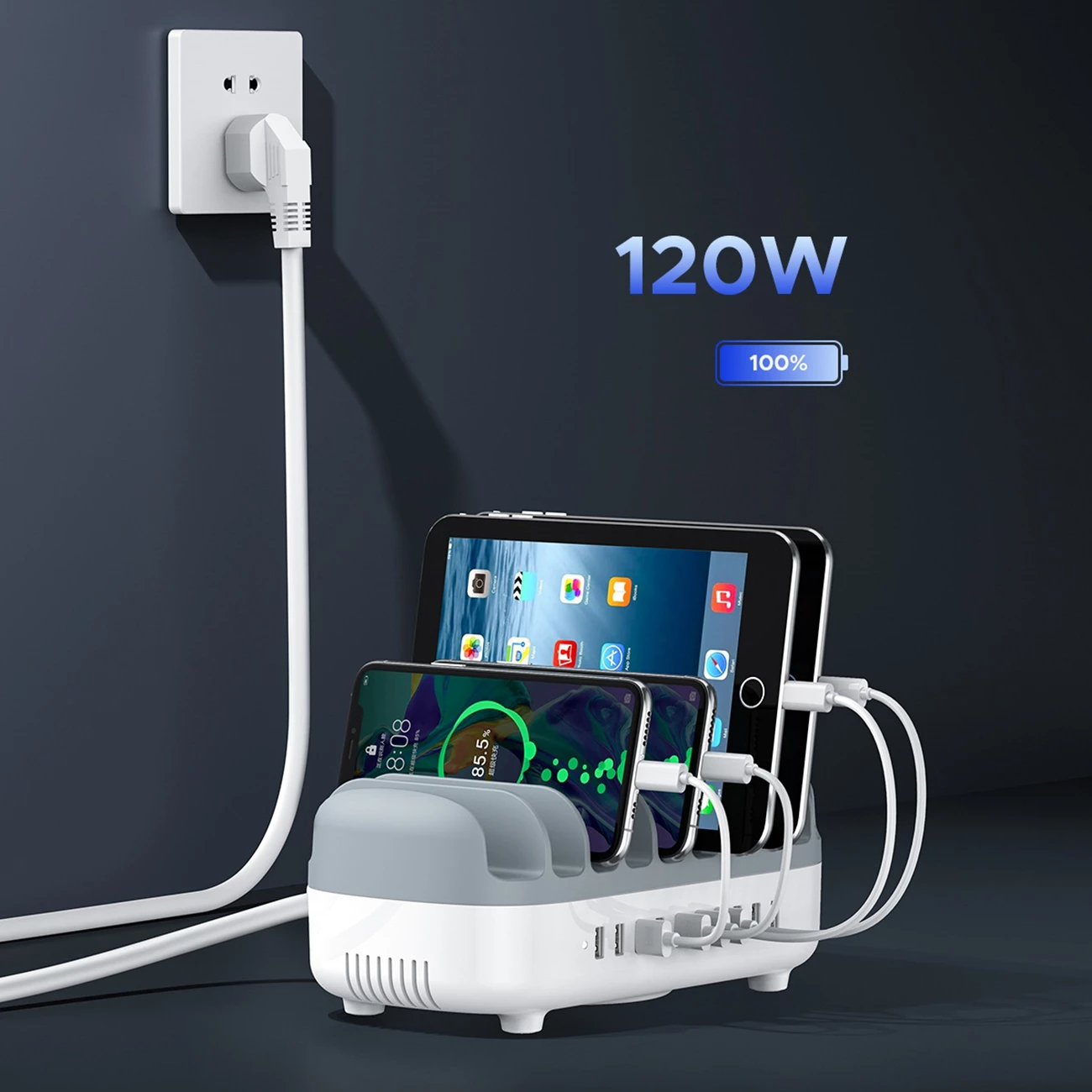 Stacion karikimi Orico DUK-10P-V1, 10x USB-A, 120W, i bardhë