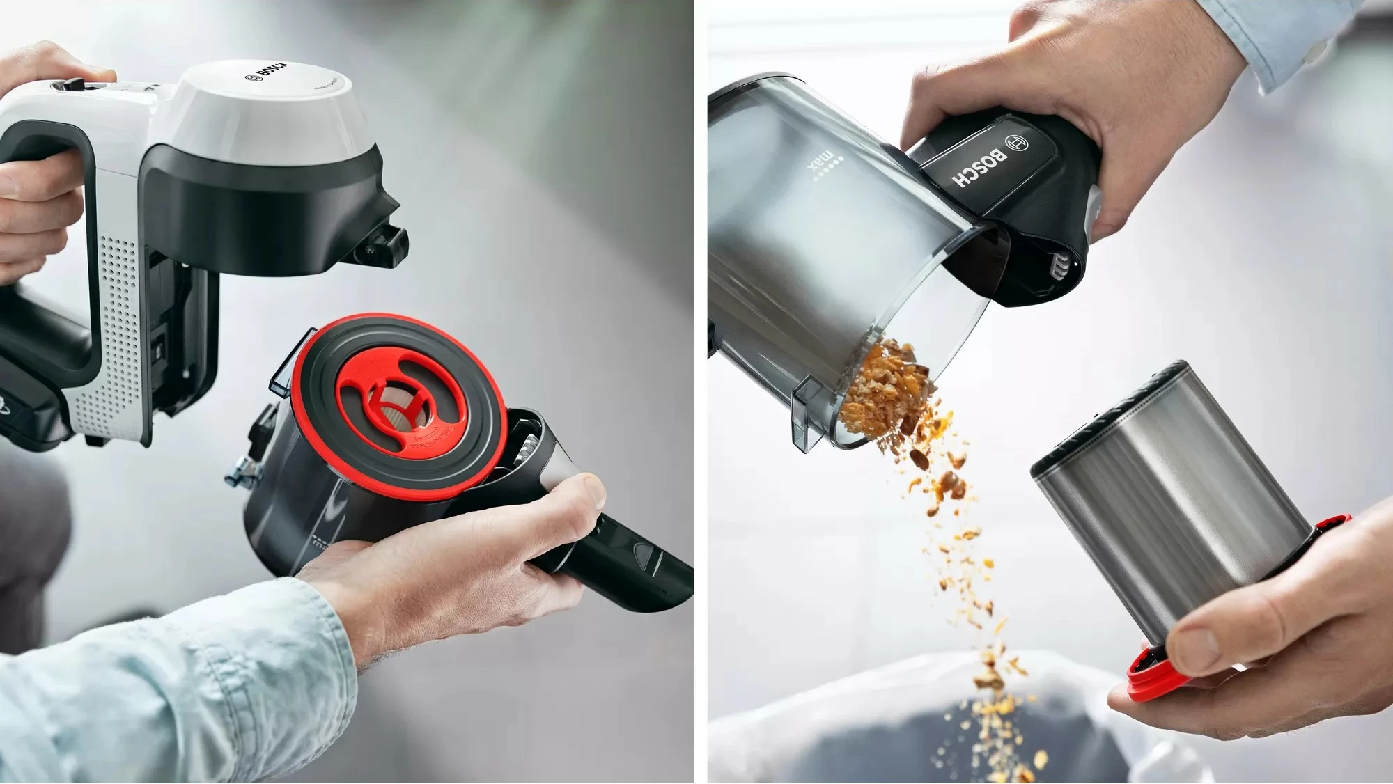 Fshesë stick 2-në-1 Bosch BBS711W, pa qese, 0.3L, e bardhë